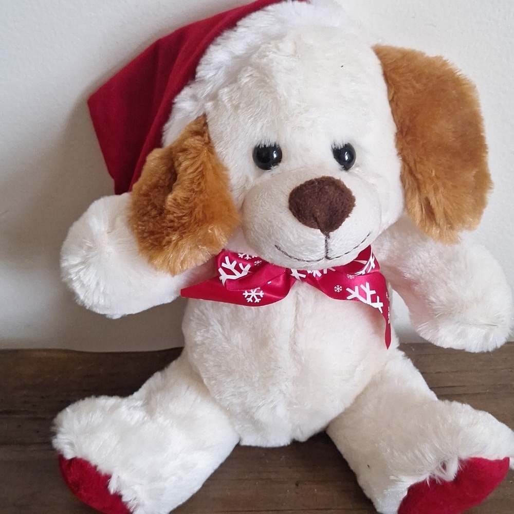 🎁Hug&Luv Christmas Puppy Dog Red Snowflake Bow Plush FREE With Bundle Purchase